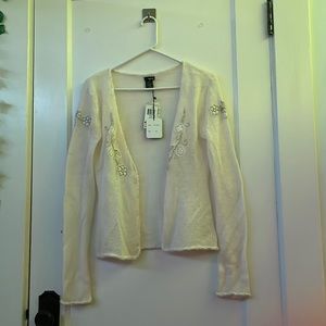Kenzie large white beaded cardigan (thrifted)